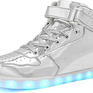 Wooowyet Kids LED Sneakers for Boys Hook&Loop Low Light Up Shoes LED Girls USB